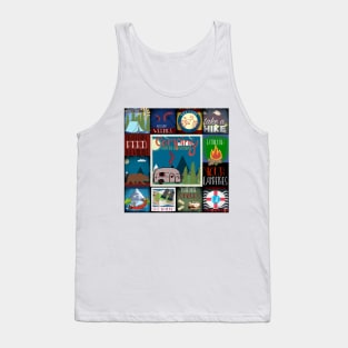 Retro Camping Badges Pattern Tank Top